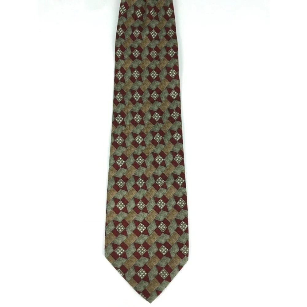 GUESS Men's Tie 100% Silk Handmade In Italy Multi-Color Geometric Necktie 57